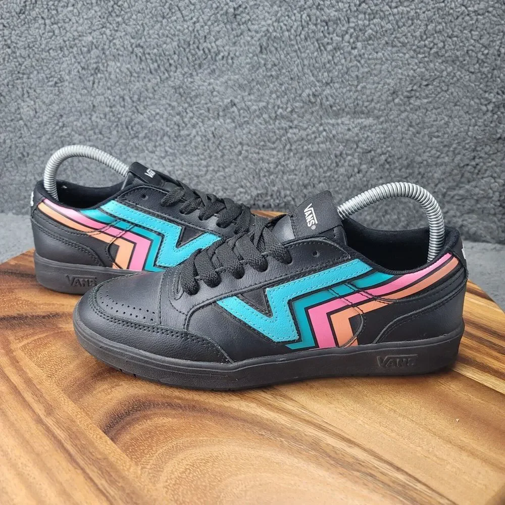 Vans Black Leather Lowland CC Fader Skater Shoes Womens Size 8 Mens 6.5 Low Tops